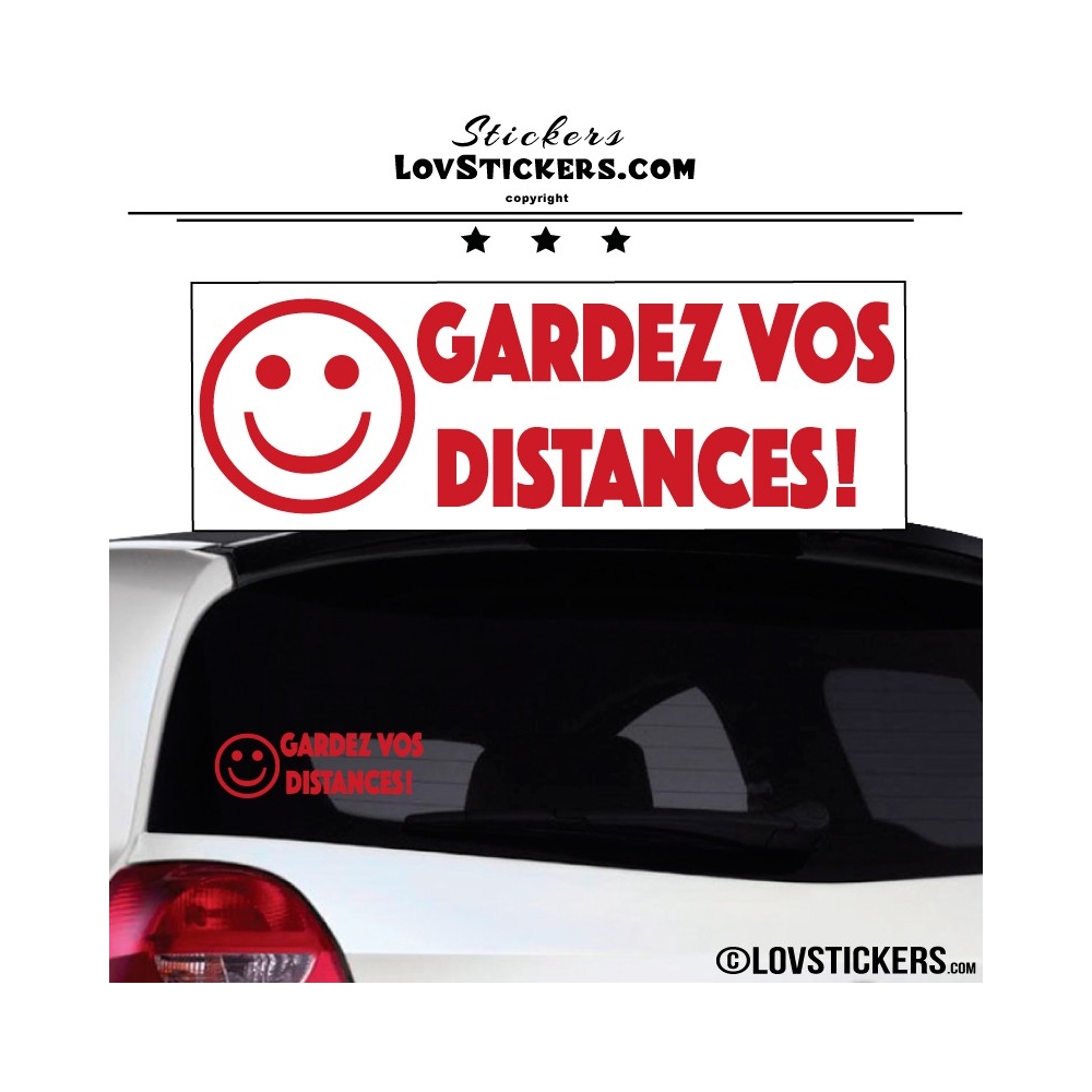 Sticker Prevention Voiture - GARDEZ VOS DISTANCES ! avec Emoji