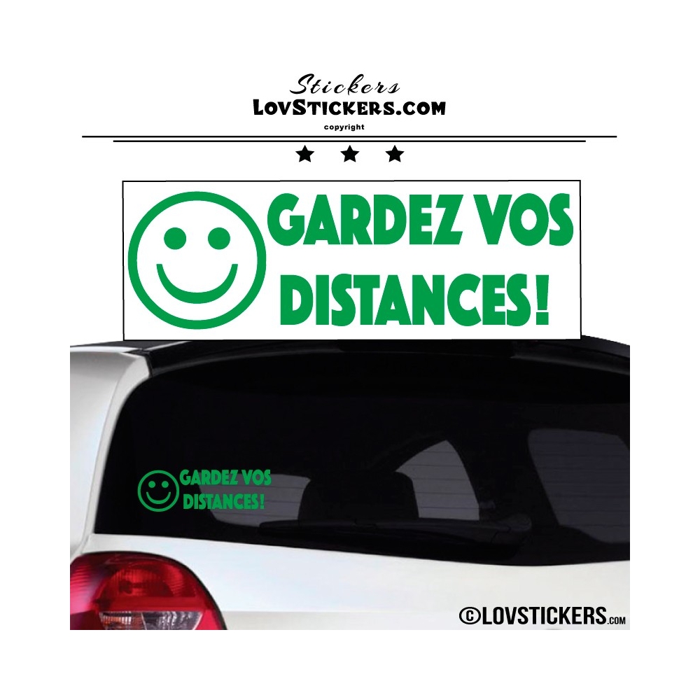 Sticker Prevention Voiture - GARDEZ VOS DISTANCES ! avec Emoji