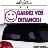 Sticker Prevention Voiture - GARDEZ VOS DISTANCES ! avec Emoji