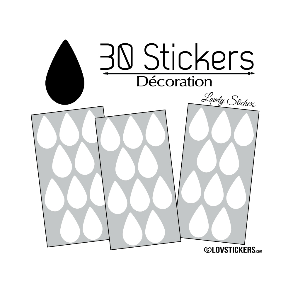 30 Gouttes d'eau Mixte Stickers - Autocollant