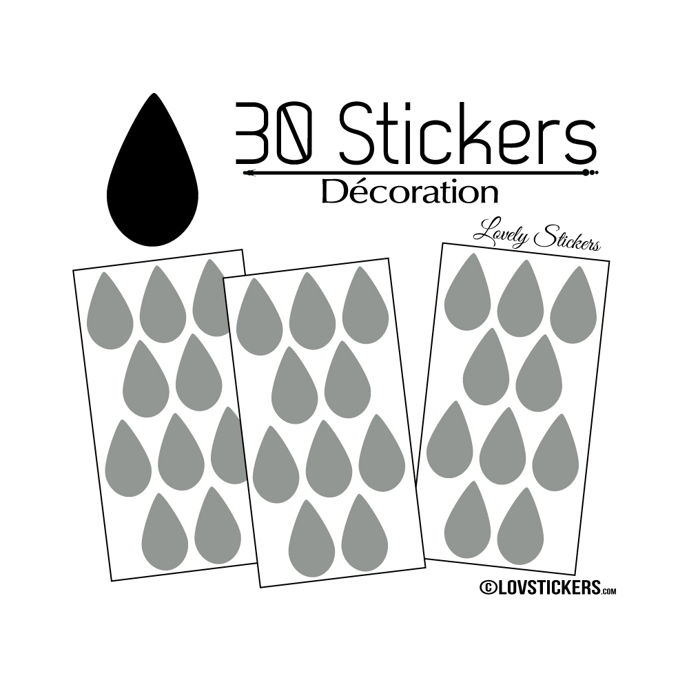 30 Gouttes d'eau Mixte Stickers - Autocollant