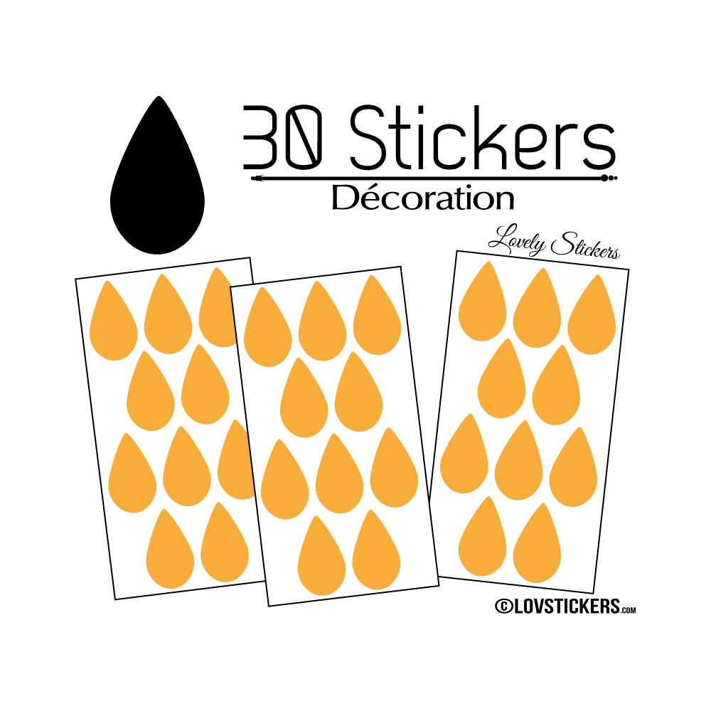 30 Gouttes d'eau Mixte Stickers - Autocollant