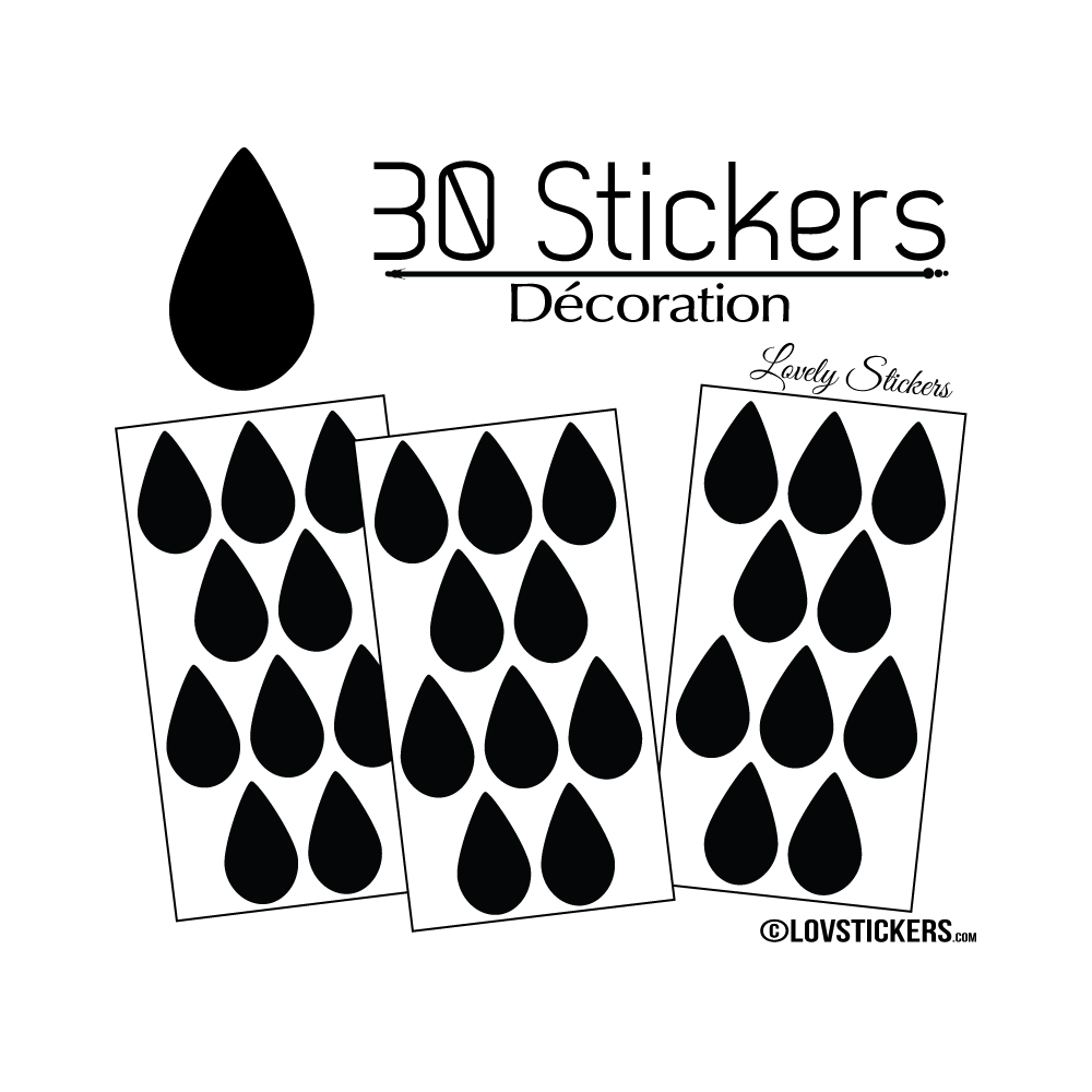 30 Gouttes d'eau Mixte Stickers - Autocollant