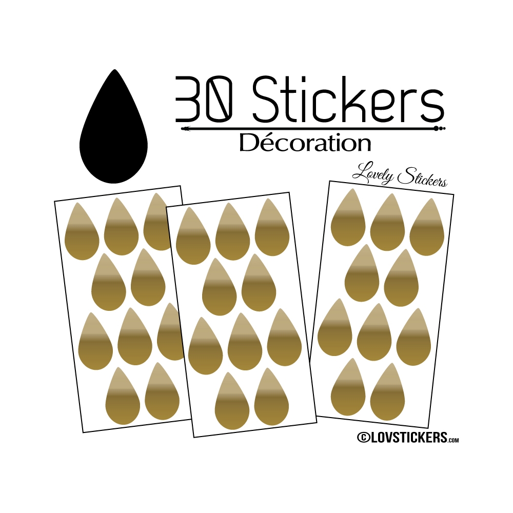 30 Gouttes d'eau Mixte Stickers - Autocollant