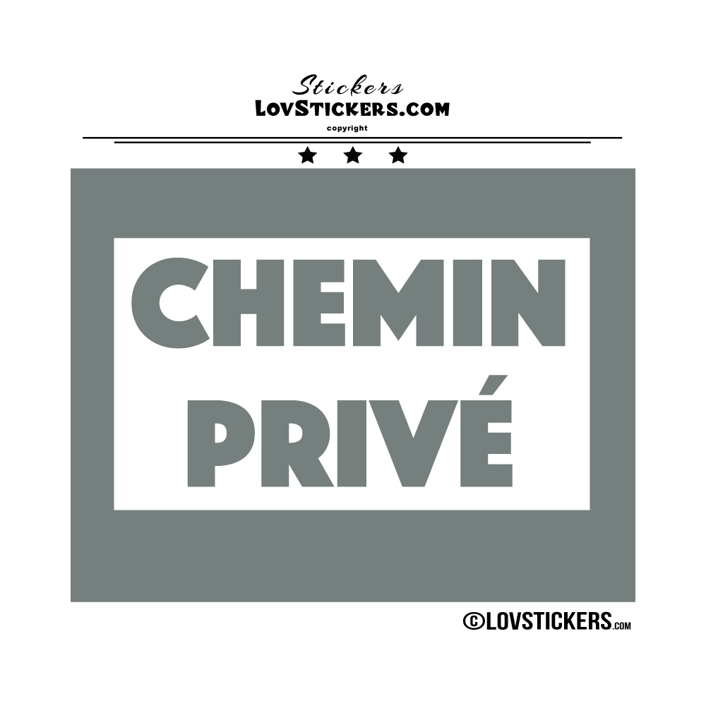 Sticker CHEMIN PRIVÉ sur fond - Lot de 2 - Lettrage à coller