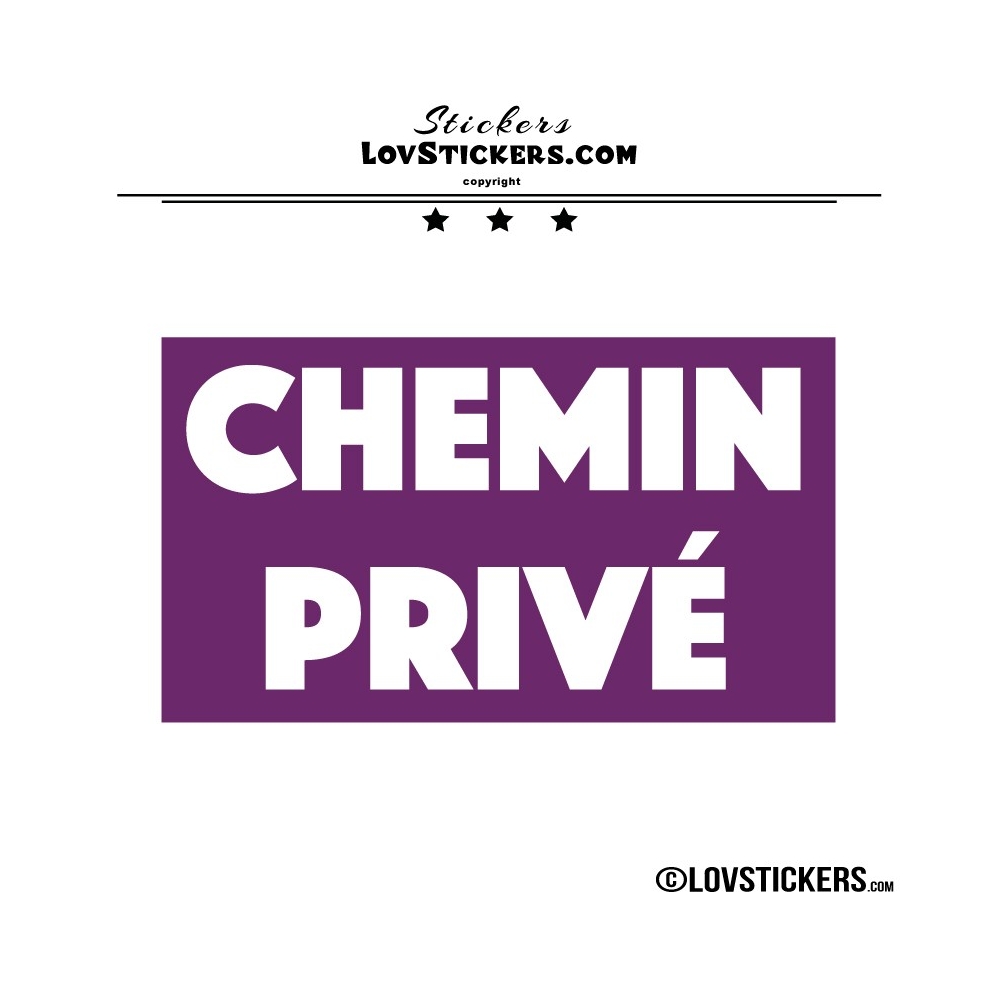 Sticker CHEMIN PRIVÉ sur fond - Lot de 2 - Lettrage à coller