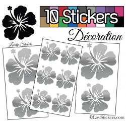 10 Stickers Hibiscus Mixte - Autocollant Décoration Intérieur