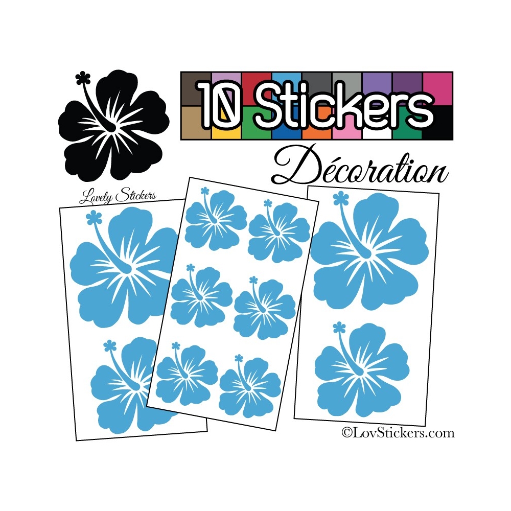 10 Stickers Hibiscus Mixte - Autocollant Décoration Intérieur