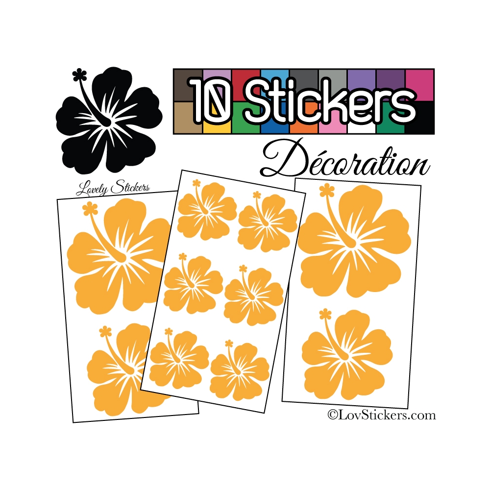 10 Stickers Hibiscus Mixte - Autocollant Décoration Intérieur