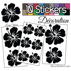 10 Stickers Hibiscus Mixte - Autocollant Décoration Intérieur