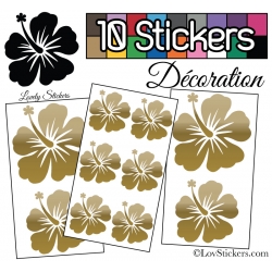 10 Stickers Hibiscus Mixte - Autocollant Décoration Intérieur