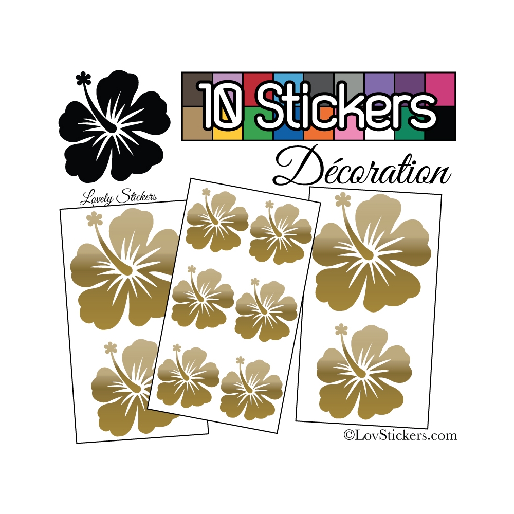 10 Stickers Hibiscus Mixte - Autocollant Décoration Intérieur