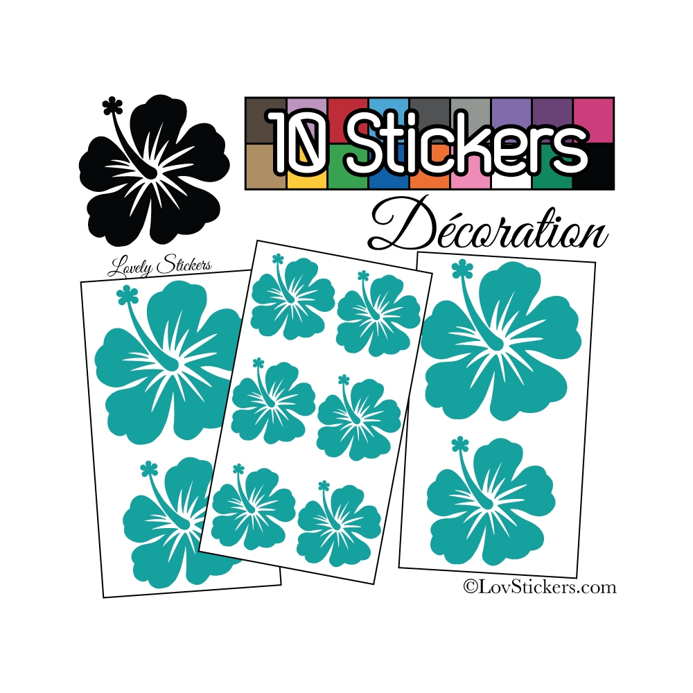 10 Stickers Hibiscus Mixte - Autocollant Décoration Intérieur