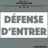 Sticker DÉFENSE D'ENTRER avec fond - Lot de 2 - Lettrage à coller