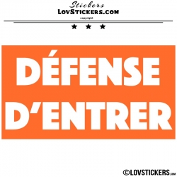 Sticker DÉFENSE D'ENTRER avec fond - Lot de 2 - Lettrage à coller