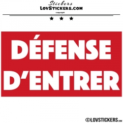 Sticker DÉFENSE D'ENTRER avec fond - Lot de 2 - Lettrage à coller