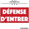 Sticker DÉFENSE D'ENTRER avec fond - Lot de 2 - Lettrage à coller