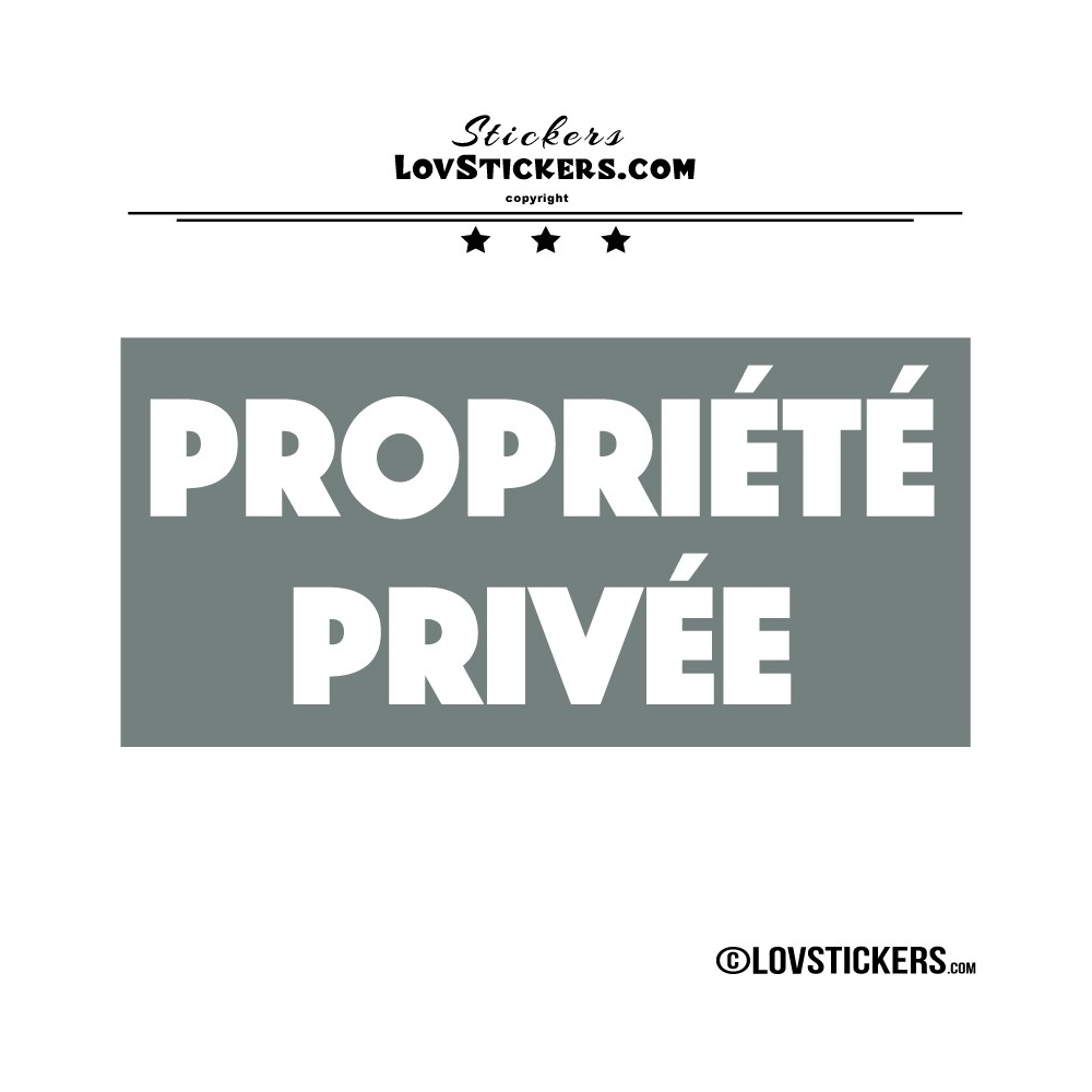 Sticker PROPRIÉTÉ PRIVÉE sur fond - Lot de 2 - Lettrage à coller