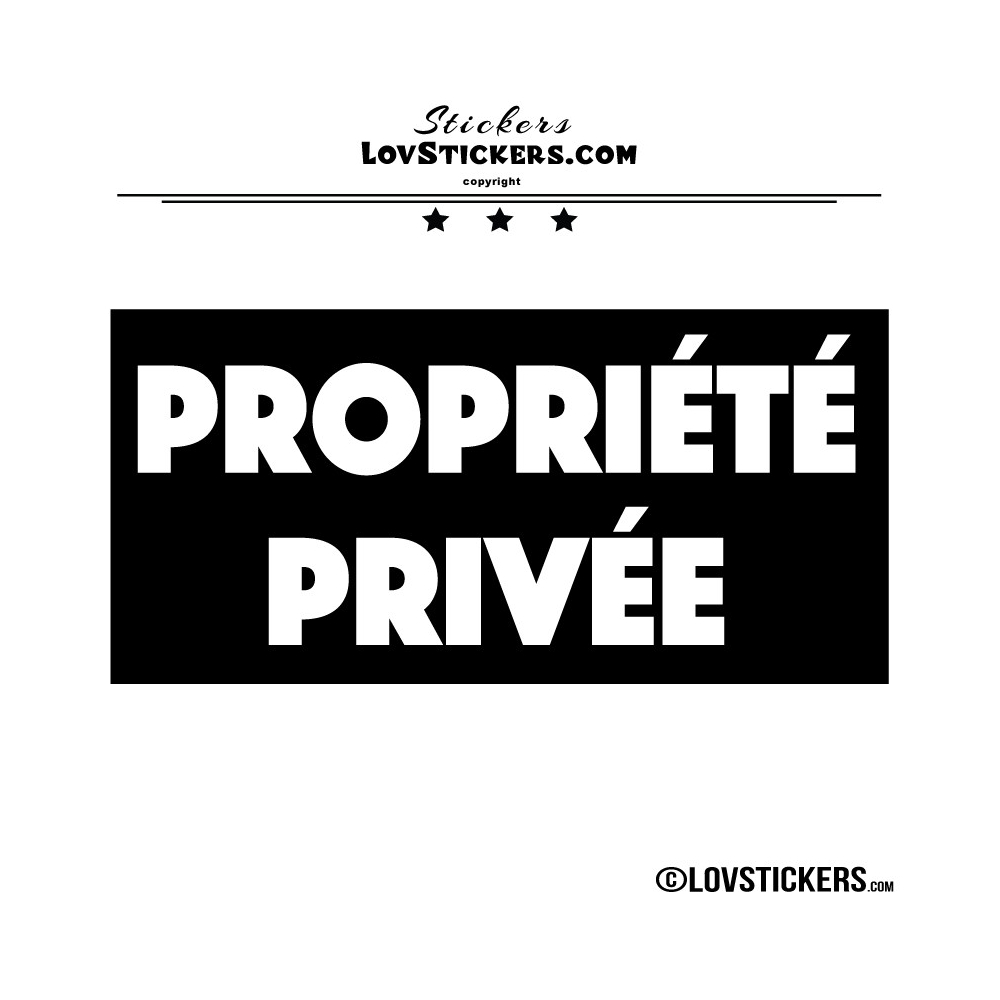 Sticker PROPRIÉTÉ PRIVÉE sur fond - Lot de 2 - Lettrage à coller