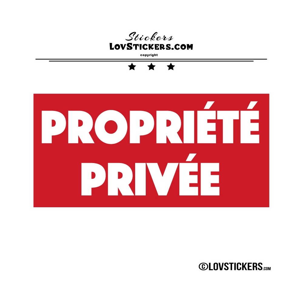 Sticker PROPRIÉTÉ PRIVÉE sur fond - Lot de 2 - Lettrage à coller