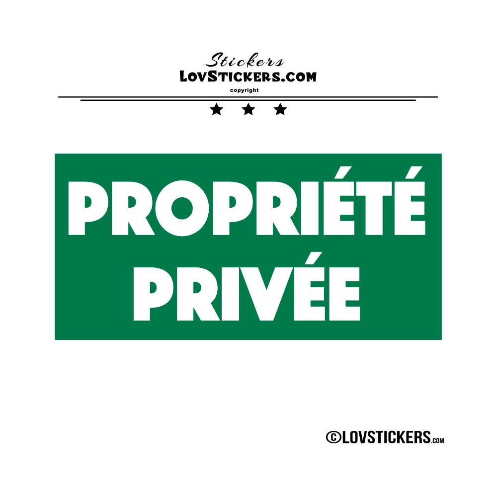 Sticker PROPRIÉTÉ PRIVÉE sur fond - Lot de 2 - Lettrage à coller