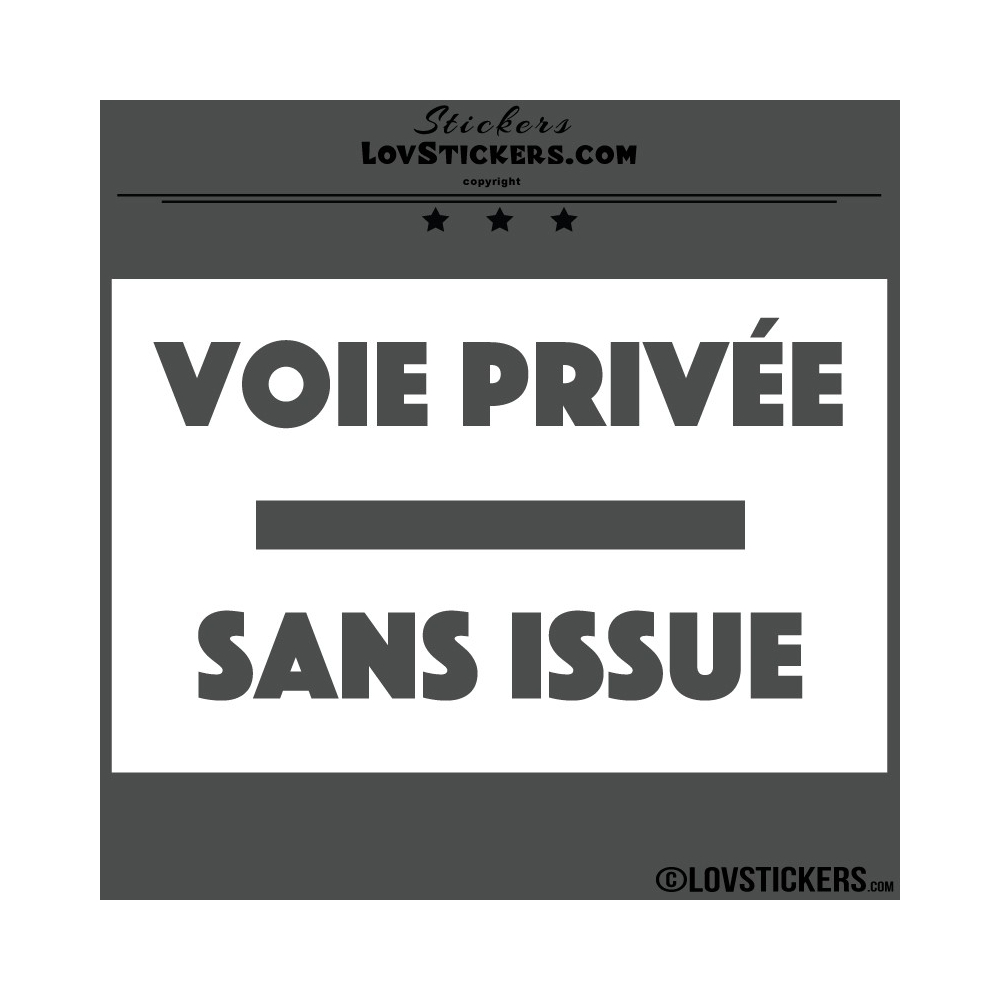 2 Stickers VOIE PRIVÉE sur fond - Lot de 2 - Lettrage à coller