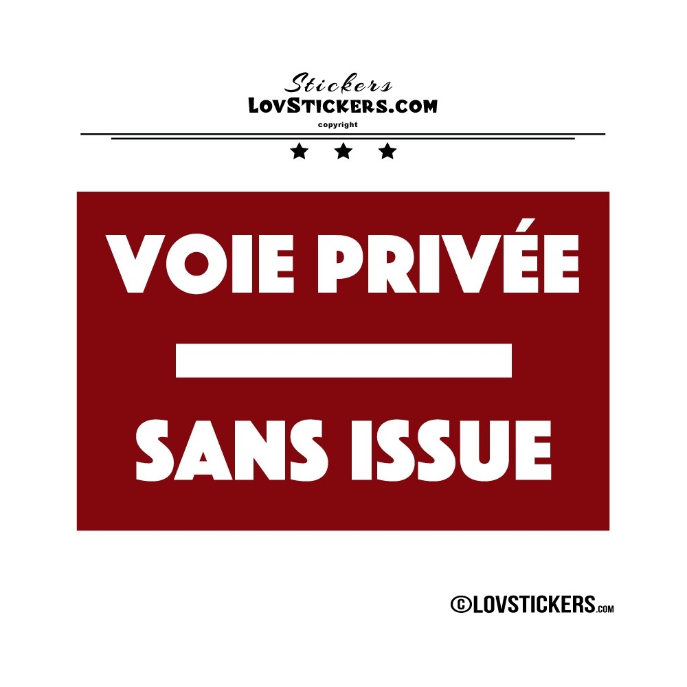 2 Stickers VOIE PRIVÉE sur fond - Lot de 2 - Lettrage à coller