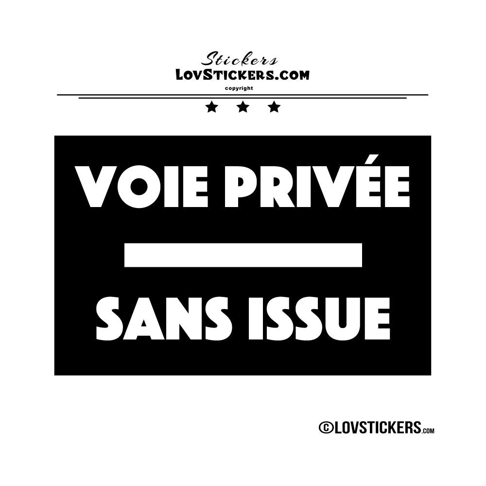 2 Stickers VOIE PRIVÉE sur fond - Lot de 2 - Lettrage à coller