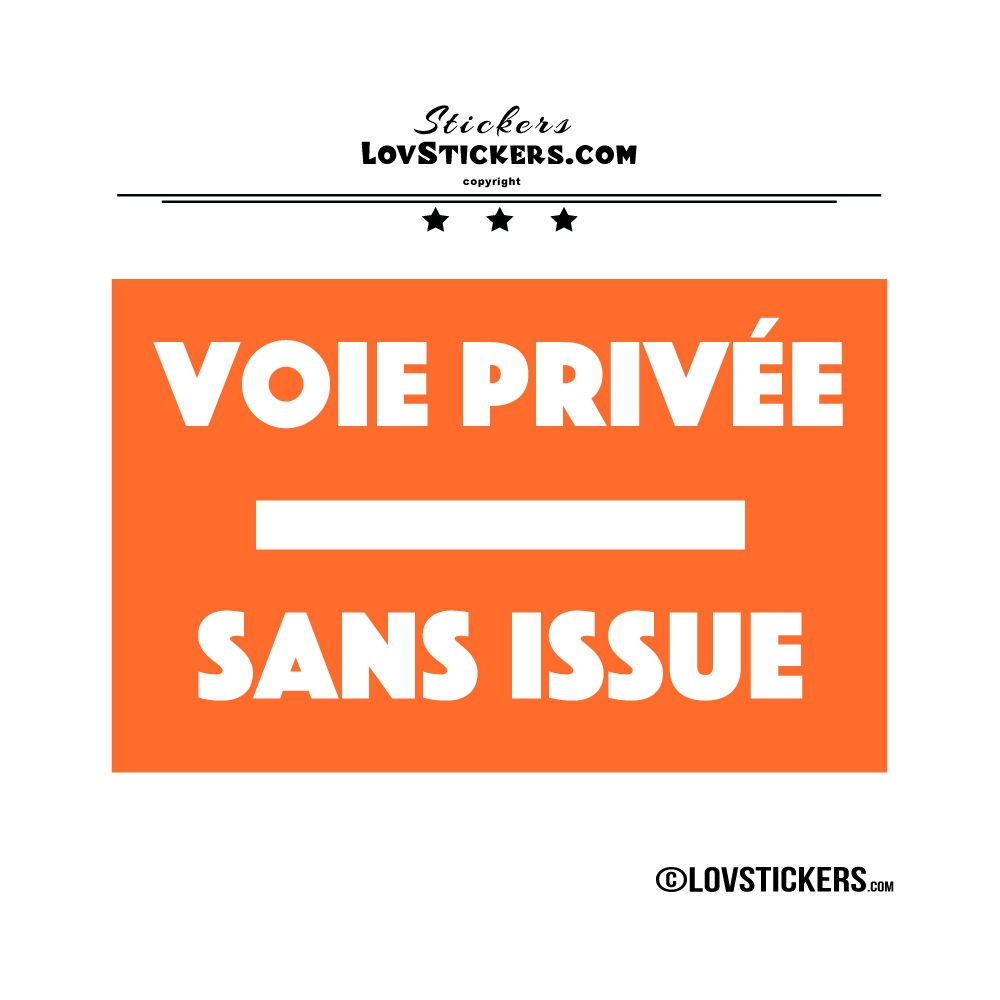 2 Stickers VOIE PRIVÉE sur fond - Lot de 2 - Lettrage à coller