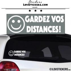 Sticker Prevention Voiture - GARDEZ VOS DISTANCES ! avec Emoji