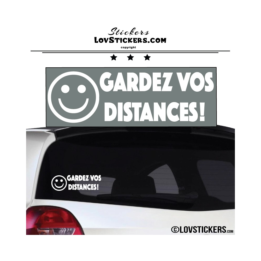 Sticker Prevention Voiture - GARDEZ VOS DISTANCES ! avec Emoji