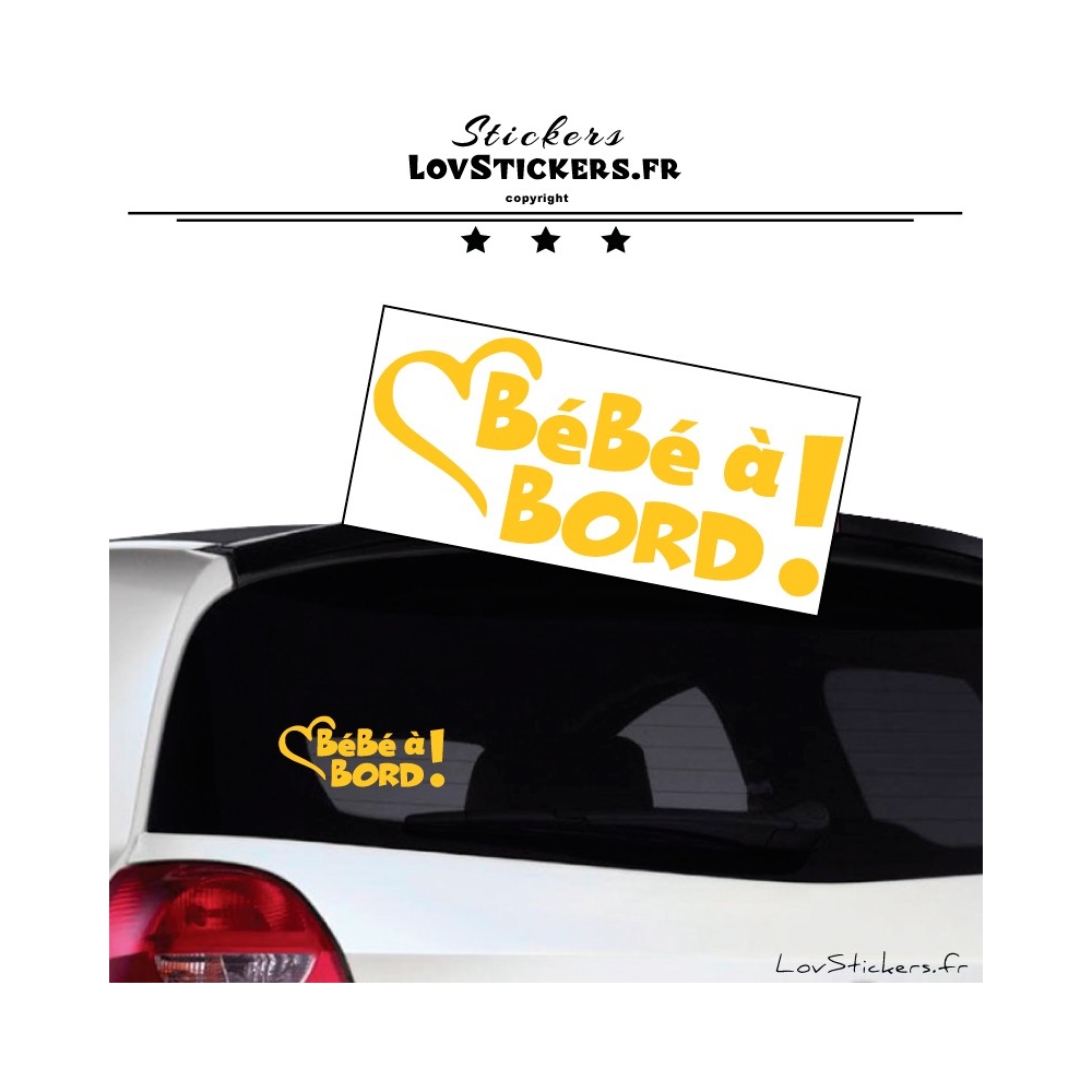 Sticker Bébé à Bord cœur - Sécurité enfant voiture