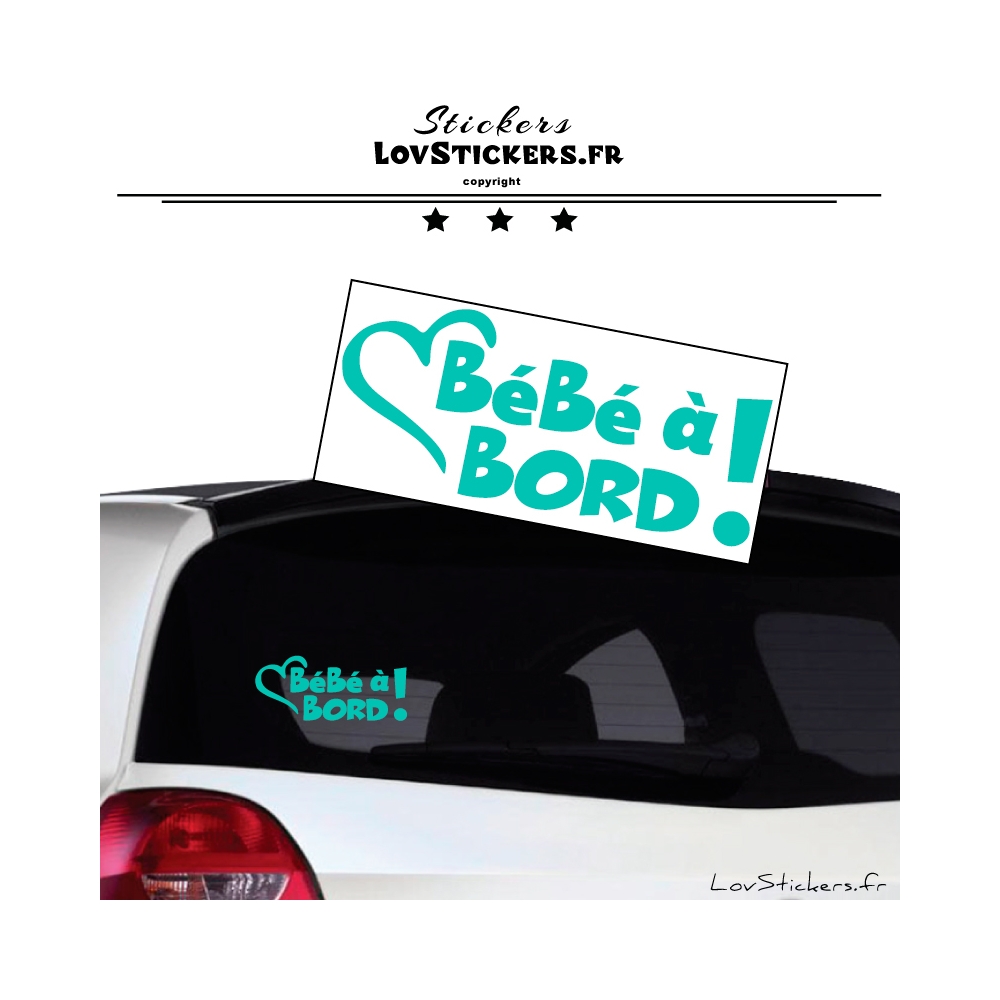 Sticker Bébé à Bord cœur - Sécurité enfant voiture