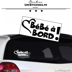 Sticker Bébé à Bord cœur - Sécurité enfant voiture