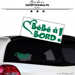 Sticker Bébé à Bord cœur - Sécurité enfant voiture