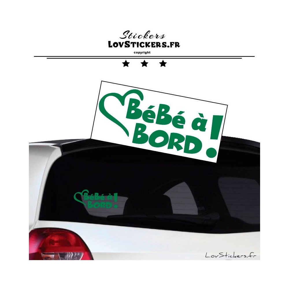 Sticker Bébé à Bord cœur - Sécurité enfant voiture