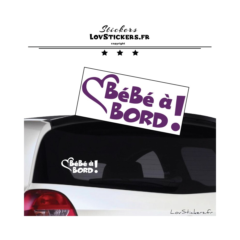 Sticker Bébé à Bord cœur - Sécurité enfant voiture