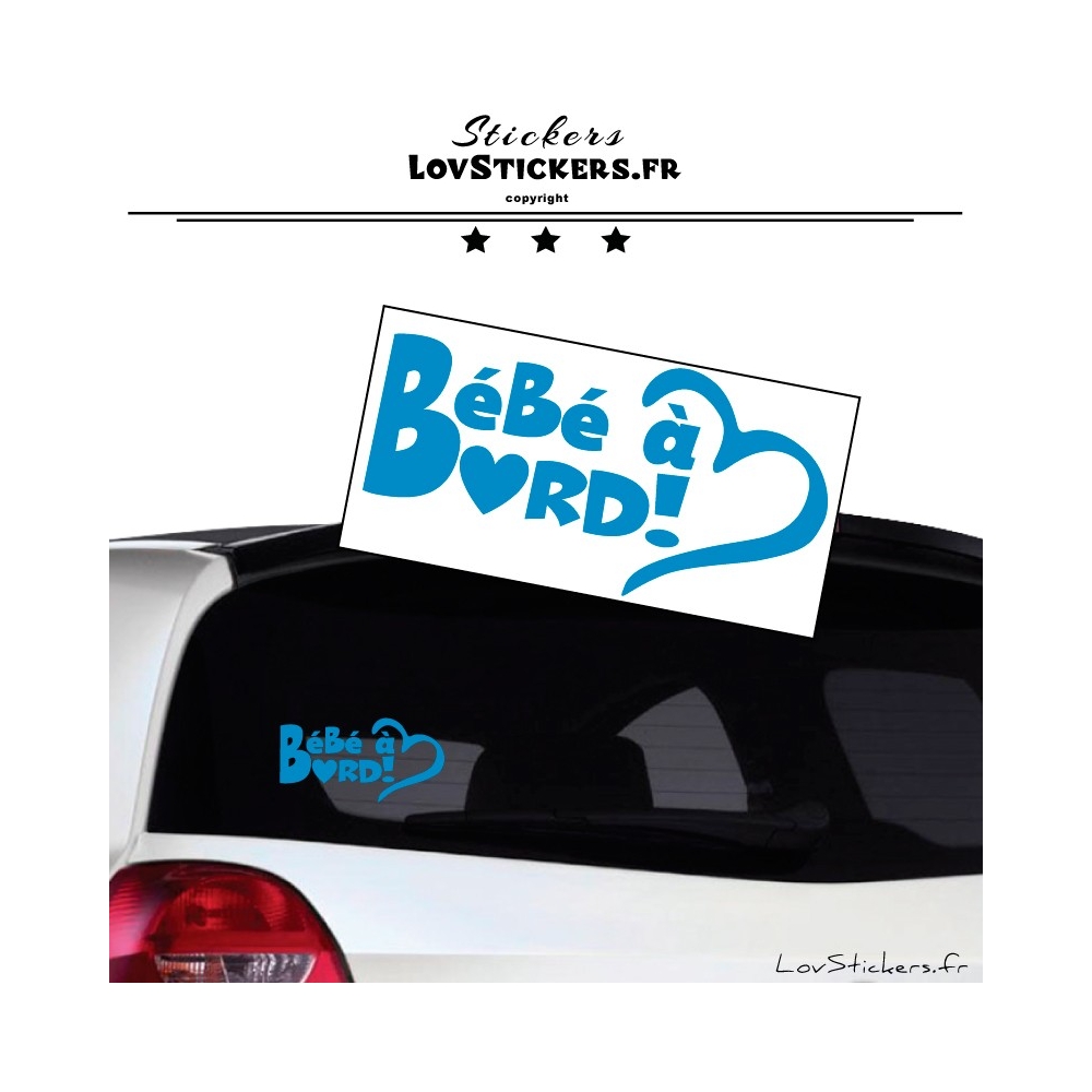 Sticker Bébé à Bord Cœur Bleu Ciel