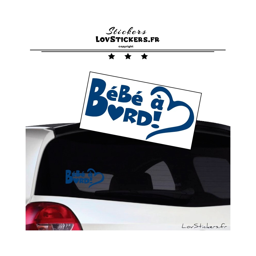 Sticker Bébé à Bord Cœur Bleu Gentiane