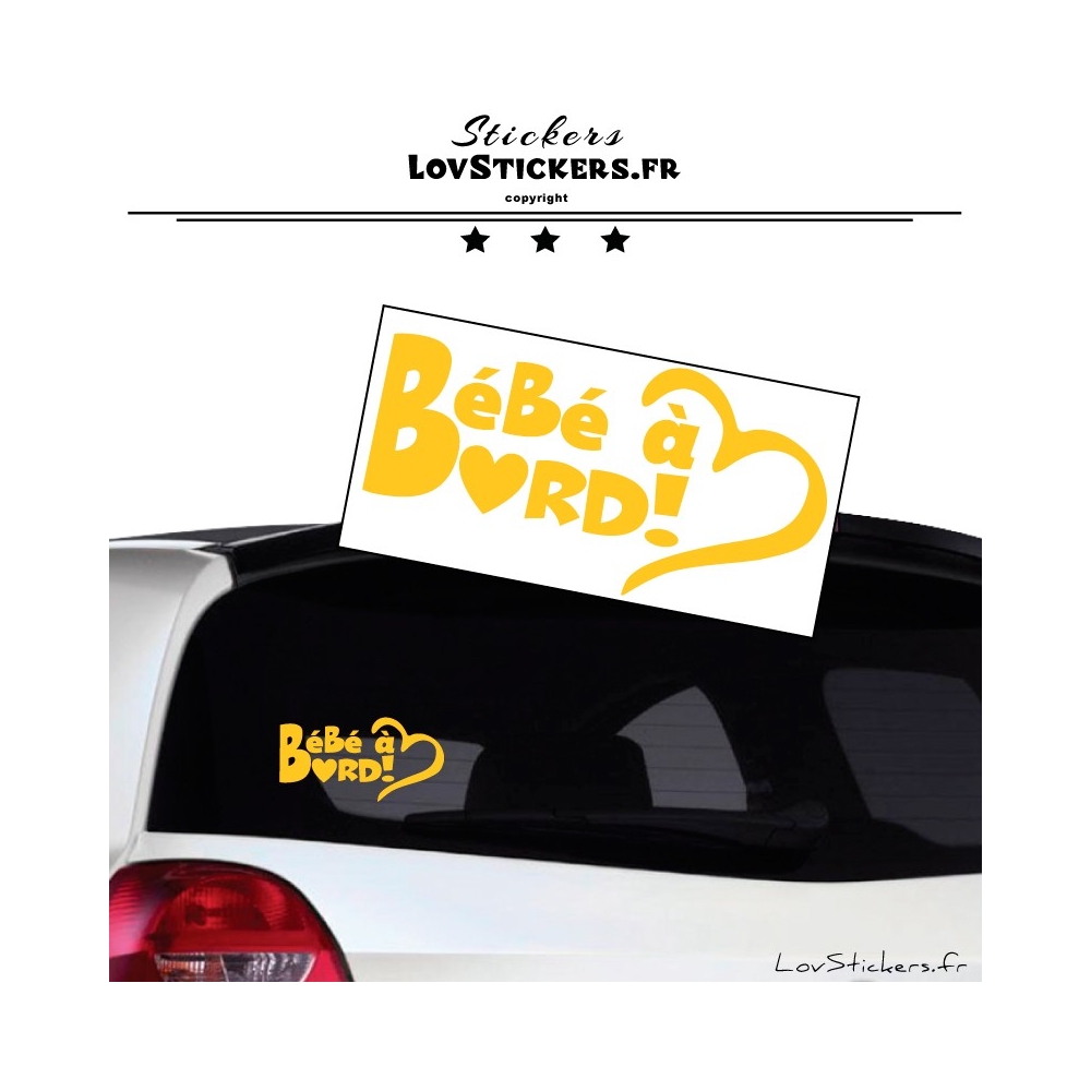 Sticker Bébé à Bord Cœur Jaune