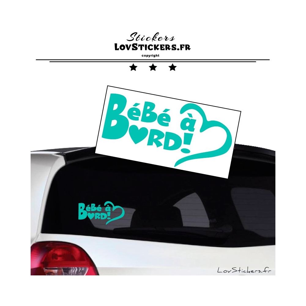 Sticker Bébé à Bord Cœur Menthe