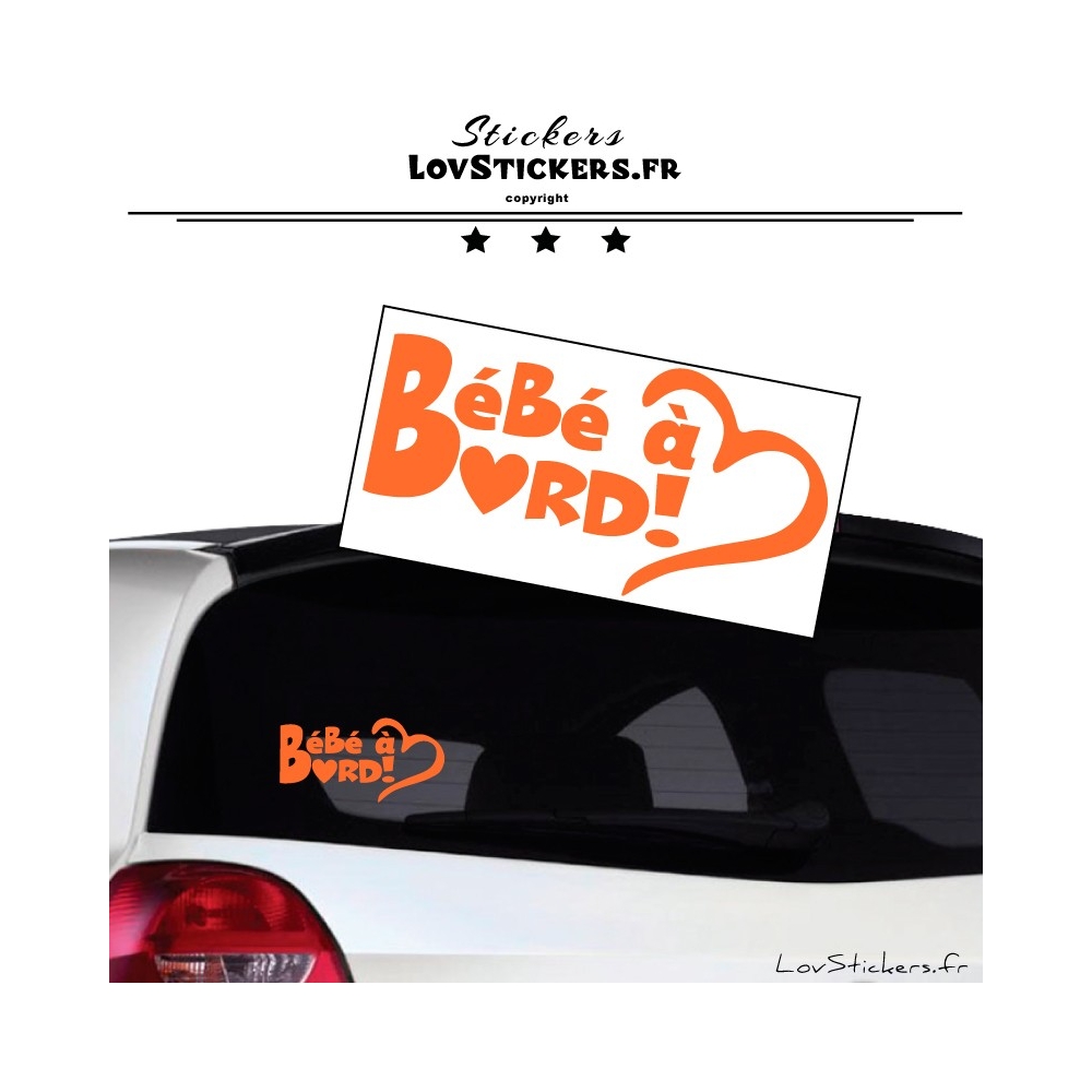 Sticker Bébé à Bord Cœur Orange