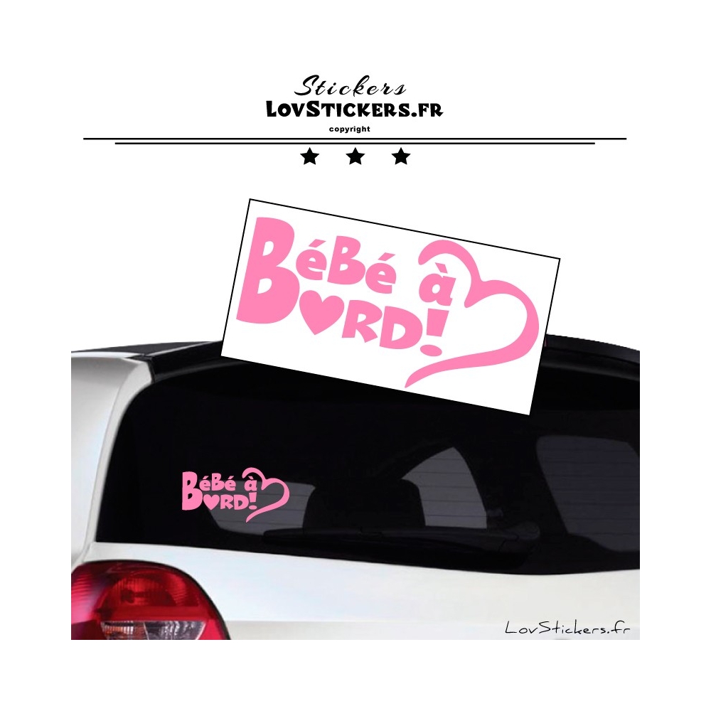 Sticker Bébé à Bord Cœur Rose Clair