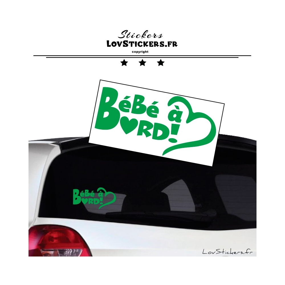 Sticker Bébé à Bord Cœur Vert Clair