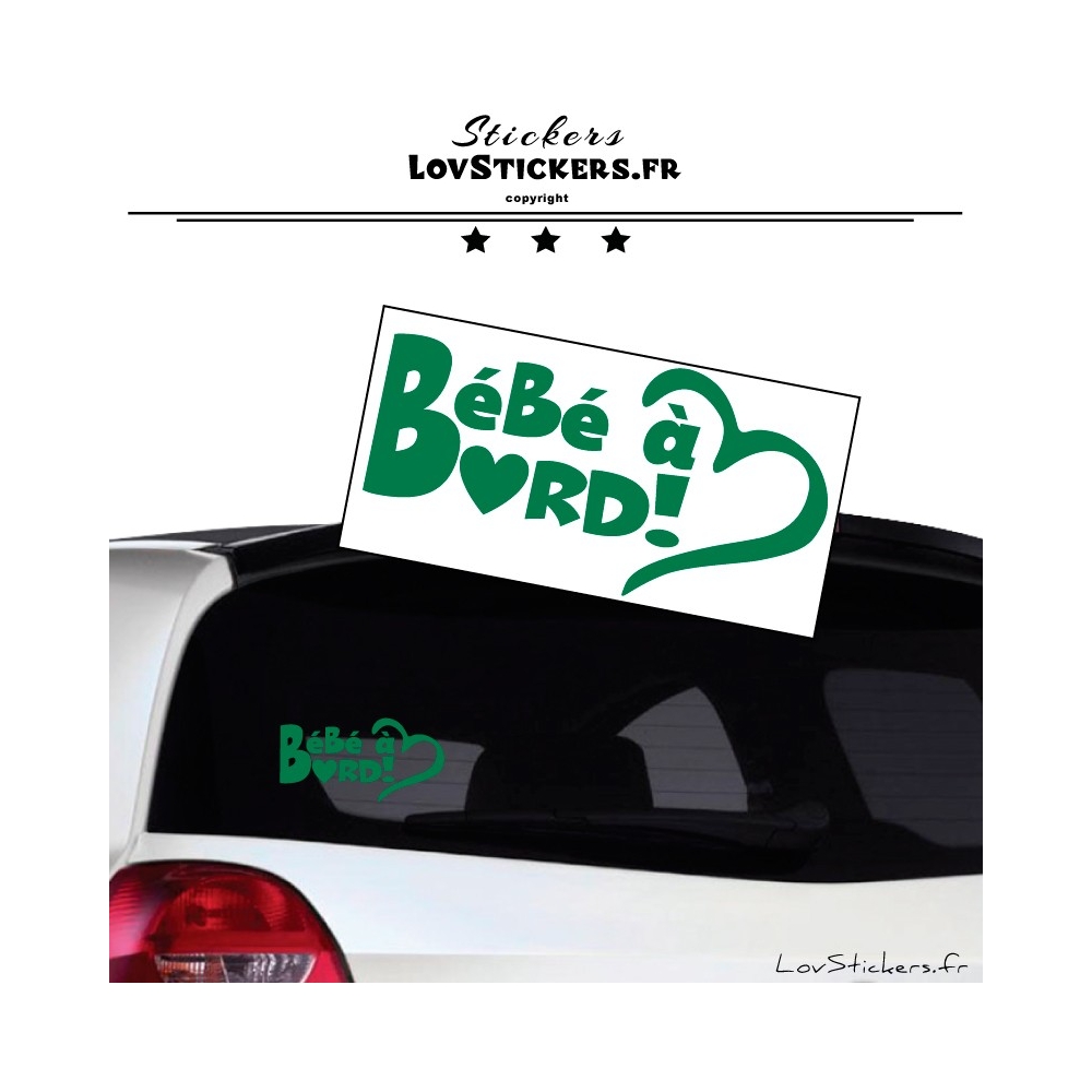 Sticker Bébé à Bord Cœur Vert