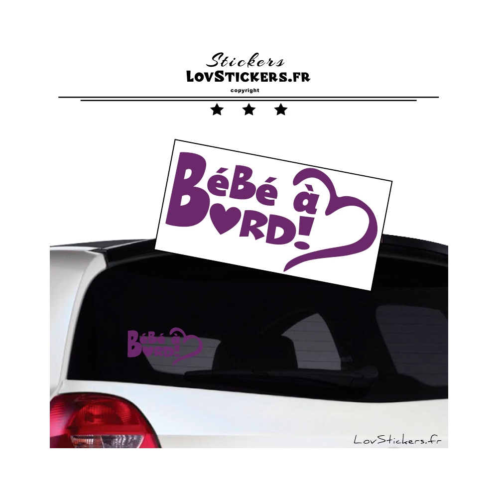 Sticker Bébé à Bord Cœur Violet