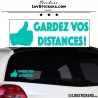 Sticker Prevention Voiture - GARDEZ VOS DISTANCES ! avec pouce