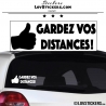 Sticker Prevention Voiture - GARDEZ VOS DISTANCES ! avec pouce