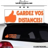 Sticker Prevention Voiture - GARDEZ VOS DISTANCES ! avec pouce