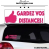 Sticker Prevention Voiture - GARDEZ VOS DISTANCES ! avec pouce